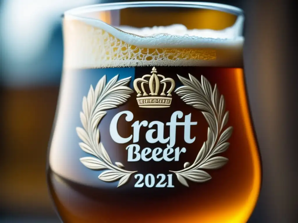 Cultura cervecera en Varsovia, Polonia Cultura de la cerveza artesanal en Varsovia - Detalle de una cerveza ámbar en un vaso artesanal rodeado de una selección de botellas y latas en un bar