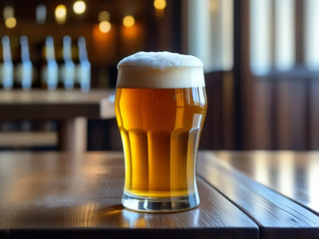 Cerveza dorada y espumosa en cristal Cerveza de maduración: tiempo, paciencia y sabores exquisitos