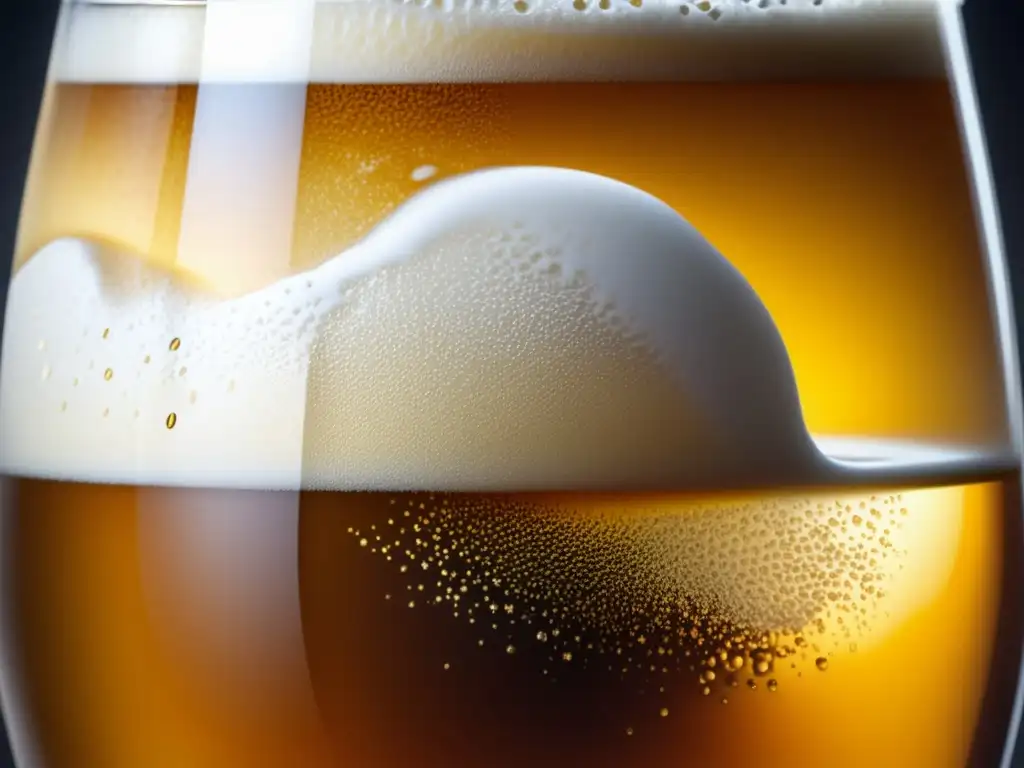 Cerveza Saison dorada con espuma blanca y hierbas frescas Cerveza Saison dorada con espuma blanca y burbujas de carbonatación, decorada con hierbas frescas - Saisons y Fermentos