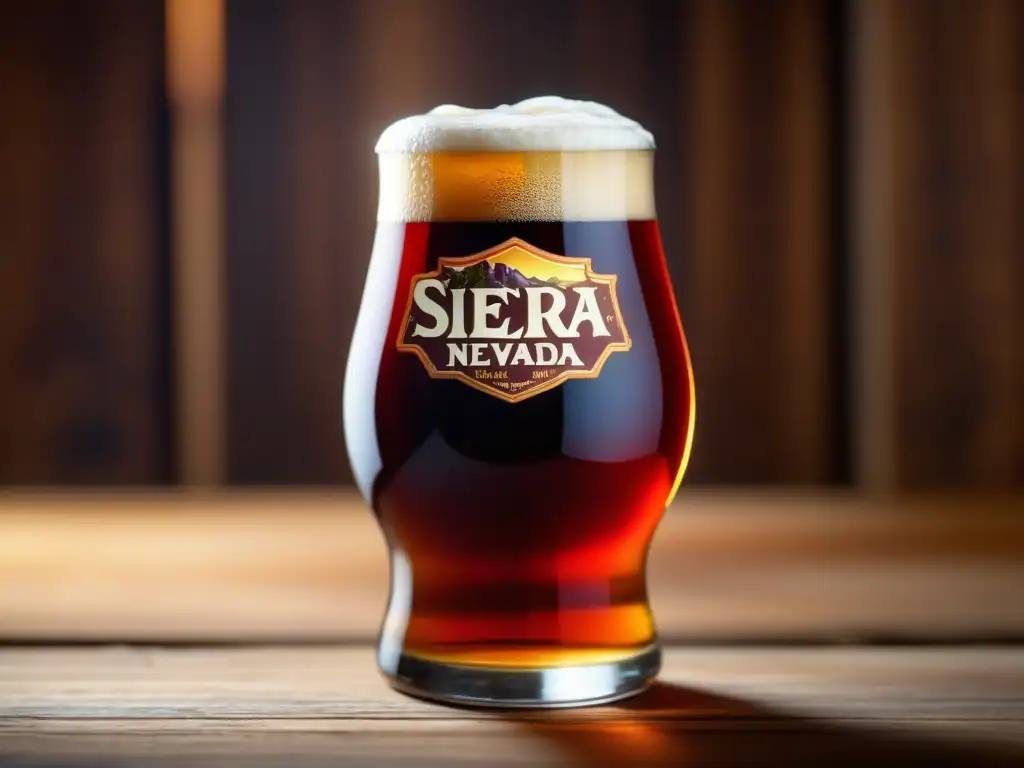 Cerveza Sierra Nevada Bigfoot Cerveza Sierra Nevada Bigfoot: imagen detallada y sofisticada de una cerveza de cebada (110 caracteres)