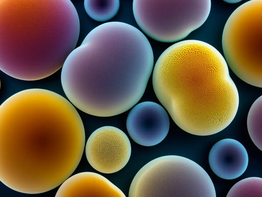 Levadura en proceso de fermentación, estructuras y patrones detallados en macro closeup