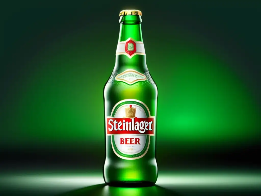 Botella de cerveza Steinlager en alta definición Botella de cerveza Steinlager en 8K, con detalles y condensación, elegante y refrescante