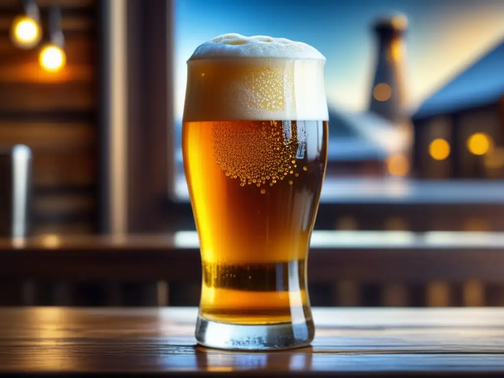 Cerveza artesanal dorada con burbujas Imagen detallada de una cerveza artesanal dorada en un vaso, con burbujas y condensación - Clubes cerveceros España