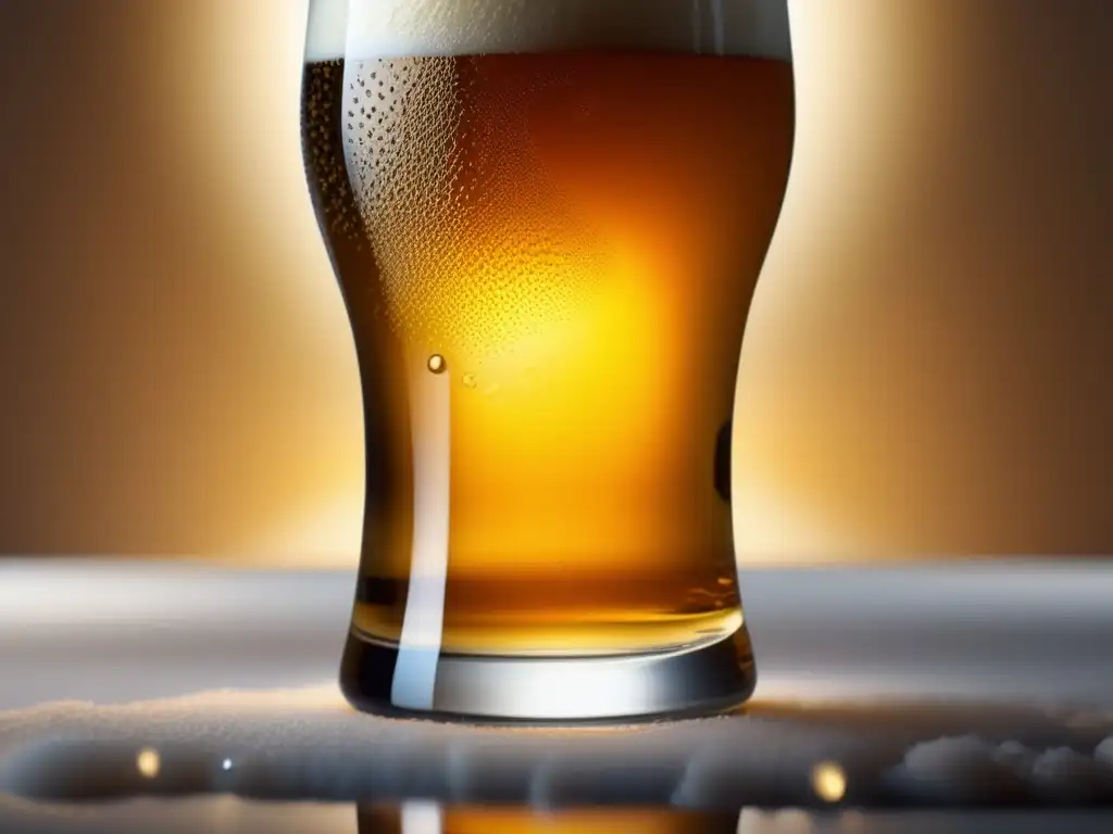 Cerveza artesanal dorada con espuma y burbujas en vaso, Sentidos Afiliados