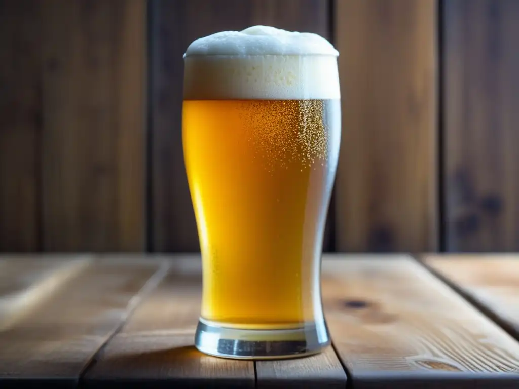 Refrescante cerveza sin alcohol en mesa de madera Imagen de una refrescante cerveza sin alcohol en una mesa de madera - Tendencias de consumo