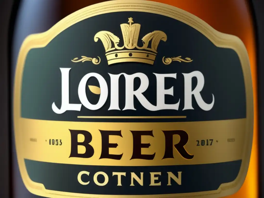 Detalle ultradetallado de una etiqueta de botella de cerveza con acabado mate