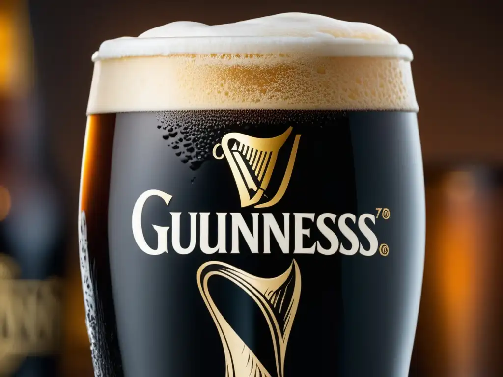 Cerveza Guinness en vaso irlandés tradicional Pintura de Guinness en vaso irlandés: Bares en Dublin