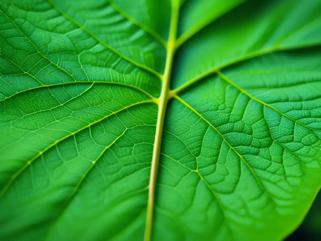 Una hoja verde vibrante, detallada y elegante que representa el transporte verde