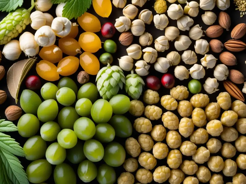 Ingredientes cerveza, detalles y texturas Ingredientes cerveza: lúpulo, cebada, especias/frutas