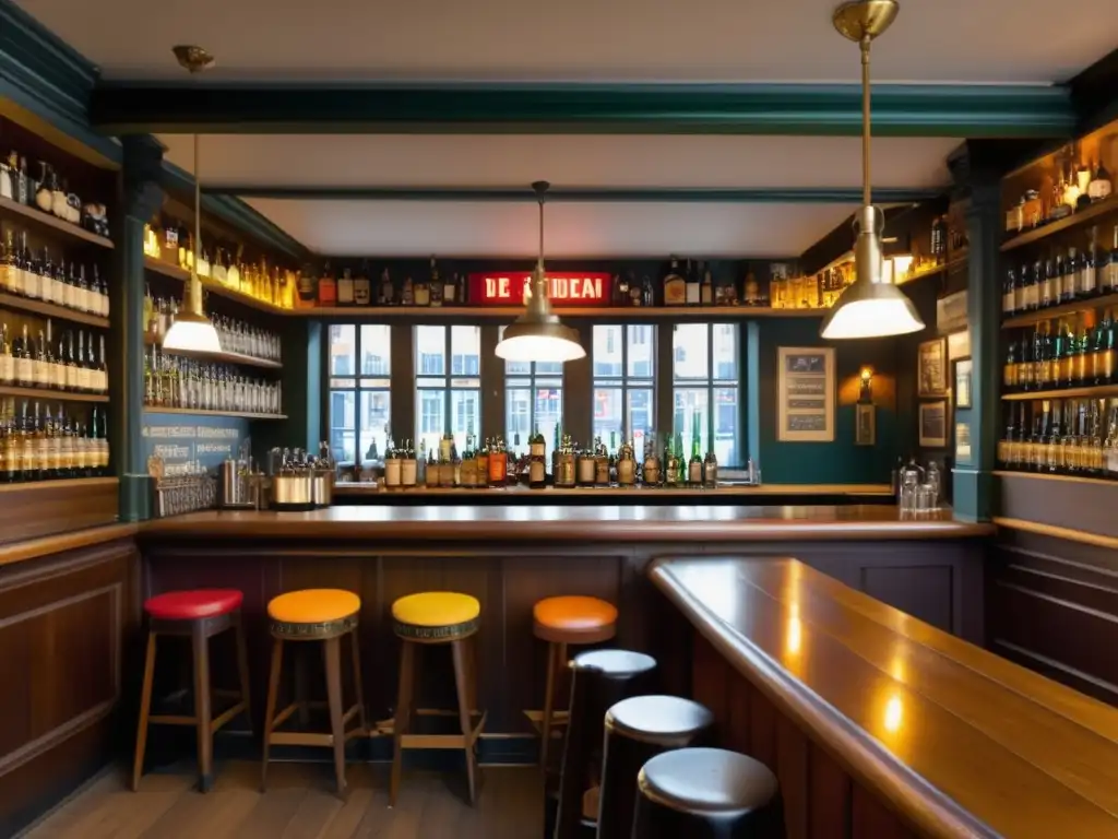 Interior detallado de In de Wildeman, un icónico bar de cerveza en Ámsterdam Interior del bar In de Wildeman en Ámsterdam: historia, ubicación y ambiente rústico con una amplia selección de cervezas