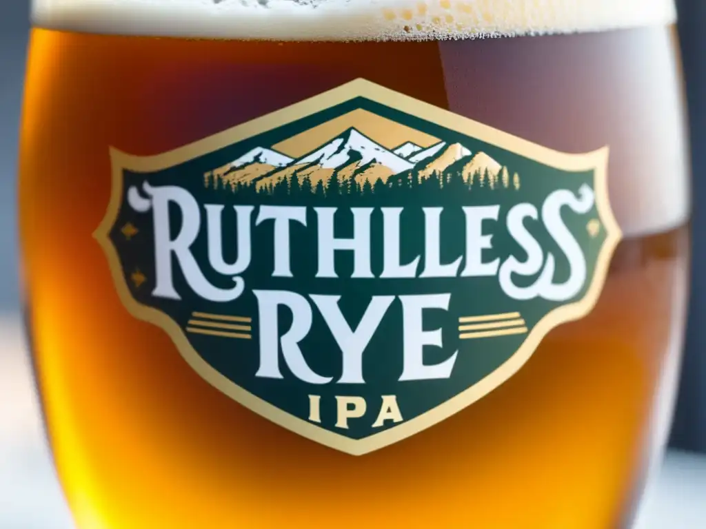 Cerveza Ruthless Rye IPA, clara y burbujeante Cerveza de centeno con burbujas y detalles elegantes - Rye Beer