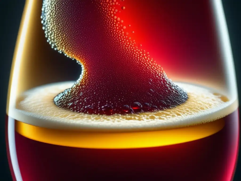 Vaso de cerveza lambic con frutas frescas Imagen de cerveza Lambic y frutas frescas, texturas y colores vibrantes