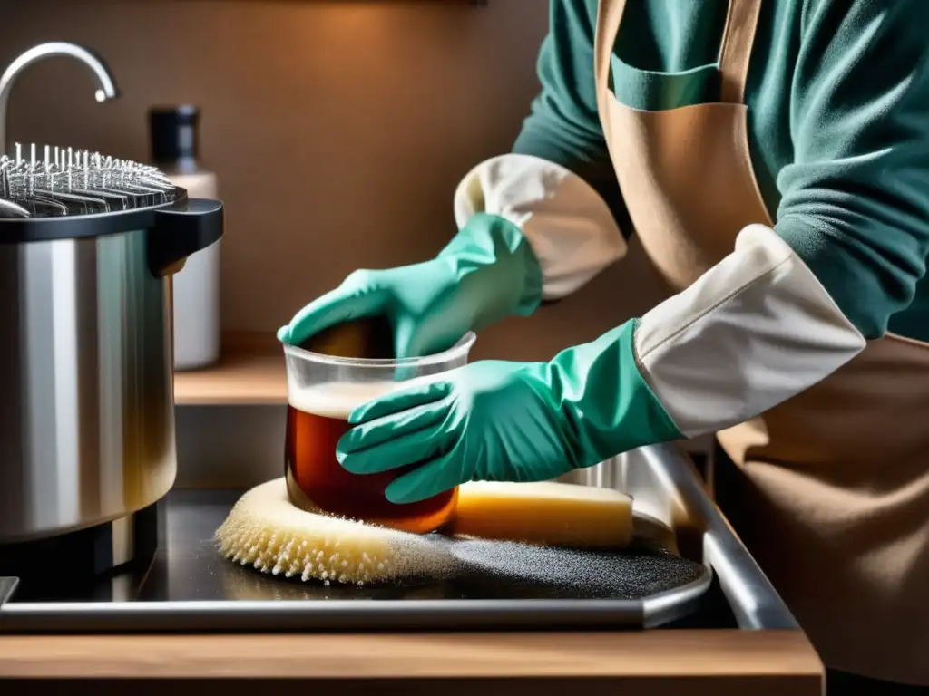 Limpieza meticulosa de equipamiento para homebrewing