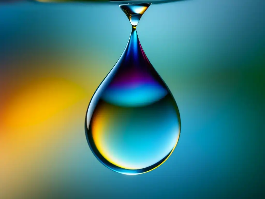 Gotas de agua cristalinas suspendidas en el aire Detalle de gota de agua cristalina en primer plano con colores y texturas fascinantes - Selección ingredientes