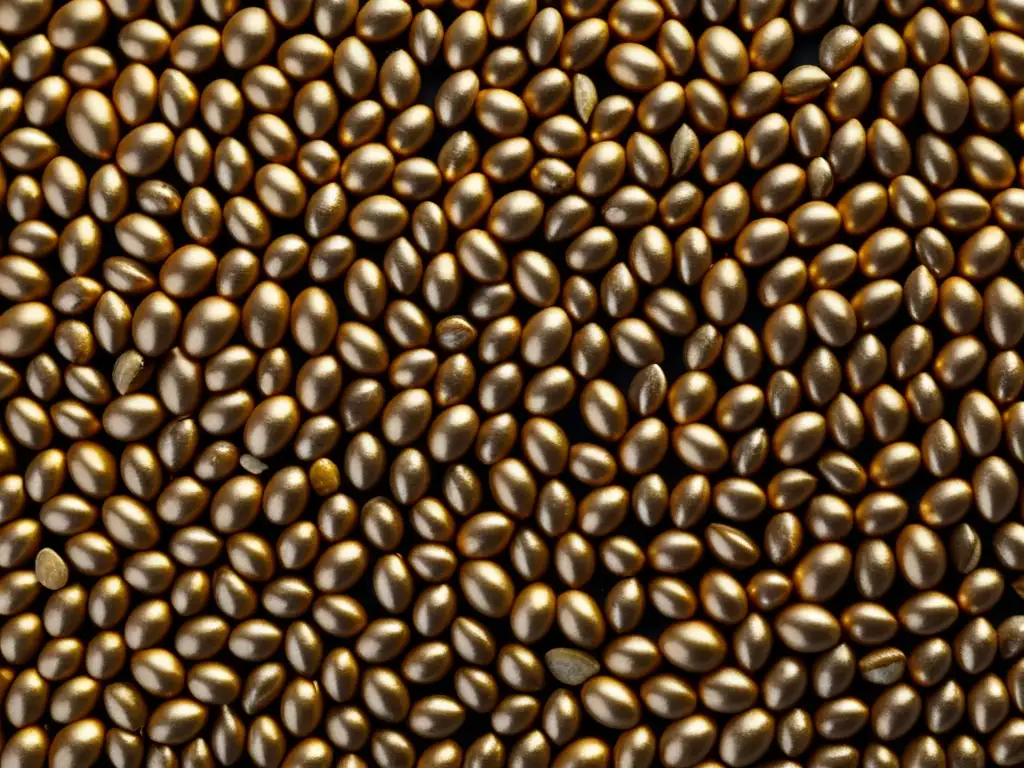 Detalle impactante de granos de malta en tonos dorados y caramelo Detalles impresionantes de granos de malta en tonos dorados y caramelo