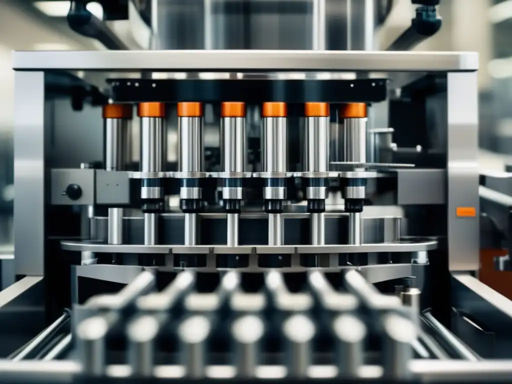 Máquina embotelladora semiautomática detallada Equipos embotellado: Máquina de embotellado semiautomática de aspecto moderno y elegante, con mecanismos precisos y eficientes