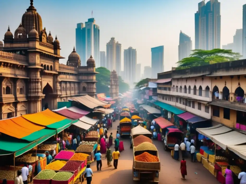 Mercado callejero vibrante en Mumbai, India - Análisis Regional