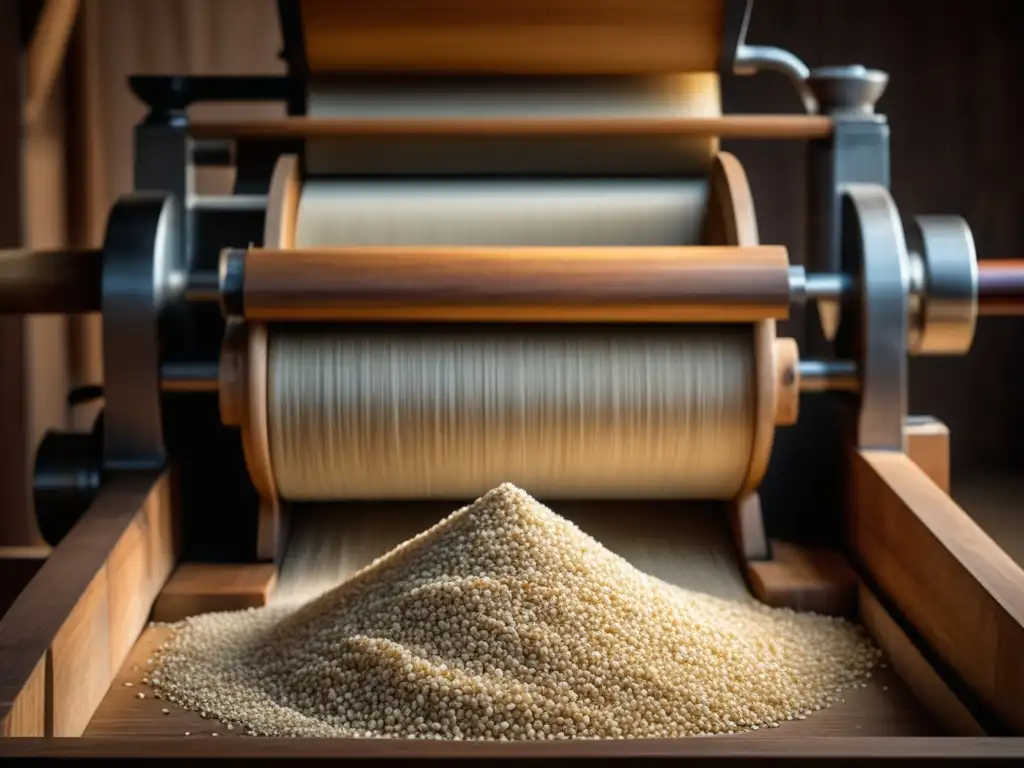 Equipo molienda grano, molino de rodillos 8k, detalles precisos de trituración y elegancia mate