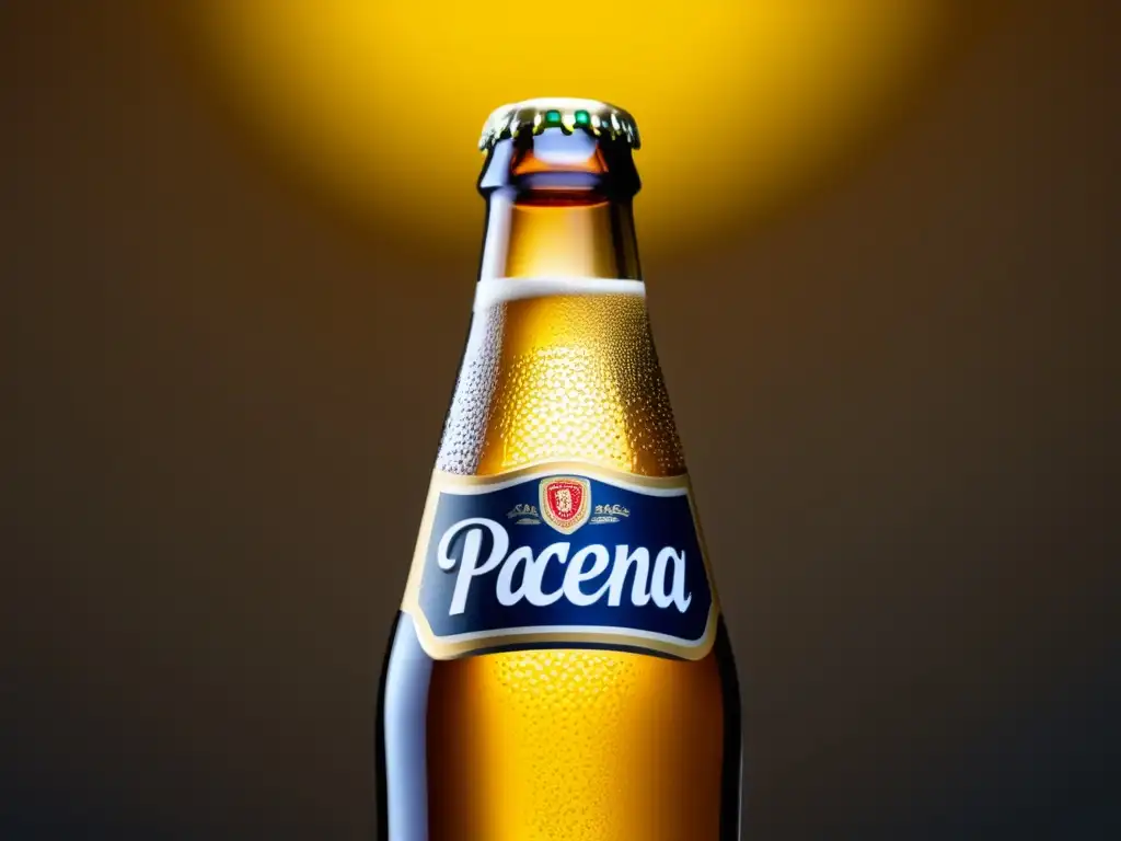Cerveza Paceña: Tradición y elegancia Botella de Paceña: diseño sofisticado, etiqueta vibrante y refrescante con detalles de calidad y tradición