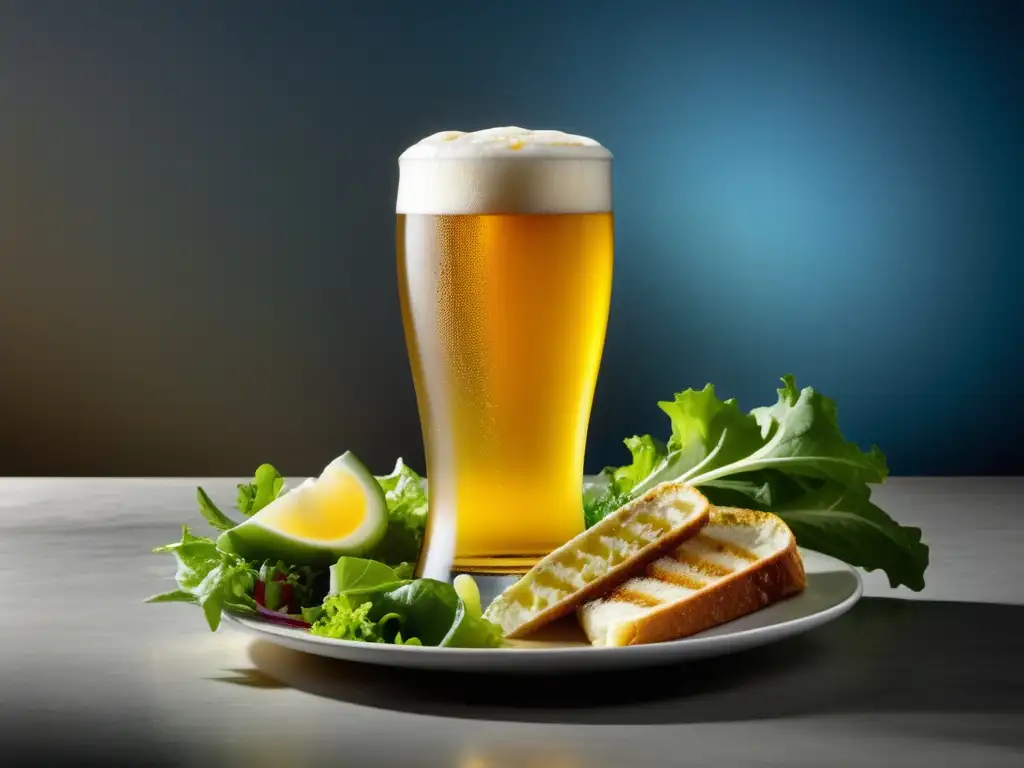 Maridajes básicos: Cerveza Hefeweizen y ensalada Caesar, perfecta combinación de sabores y texturas