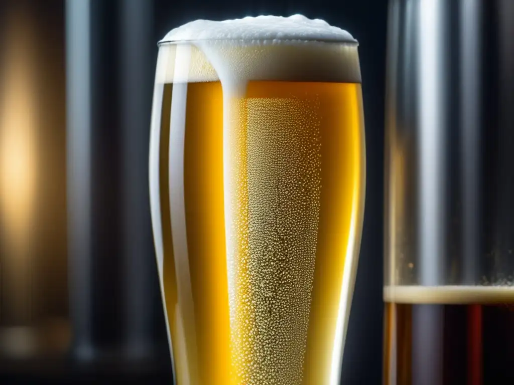 Cerveza Pilsner perfectamente vertida en copa alta y delgada