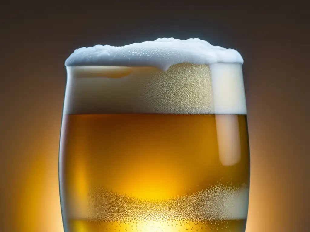 Detallada imagen de una cerveza Pilsner Urquell en un vaso limpio, con color dorado, burbujas y espuma