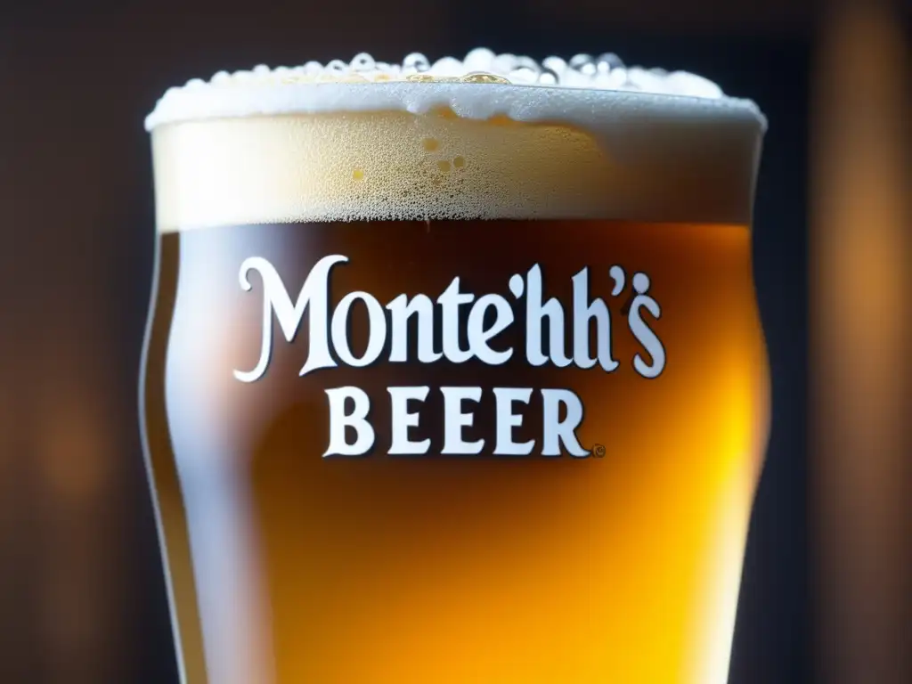 Una cerveza Monteith's dorada y espumosa en un vaso, resaltando su calidad y elegancia