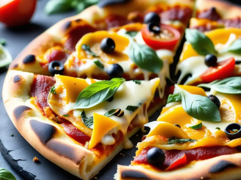Pizza aleinfundida dorada perfectamente horneada Ale dorada y pizza: una deliciosa combinación de sabores y texturas en una perfecta pizza horneada con ingredientes frescos y crujiente base