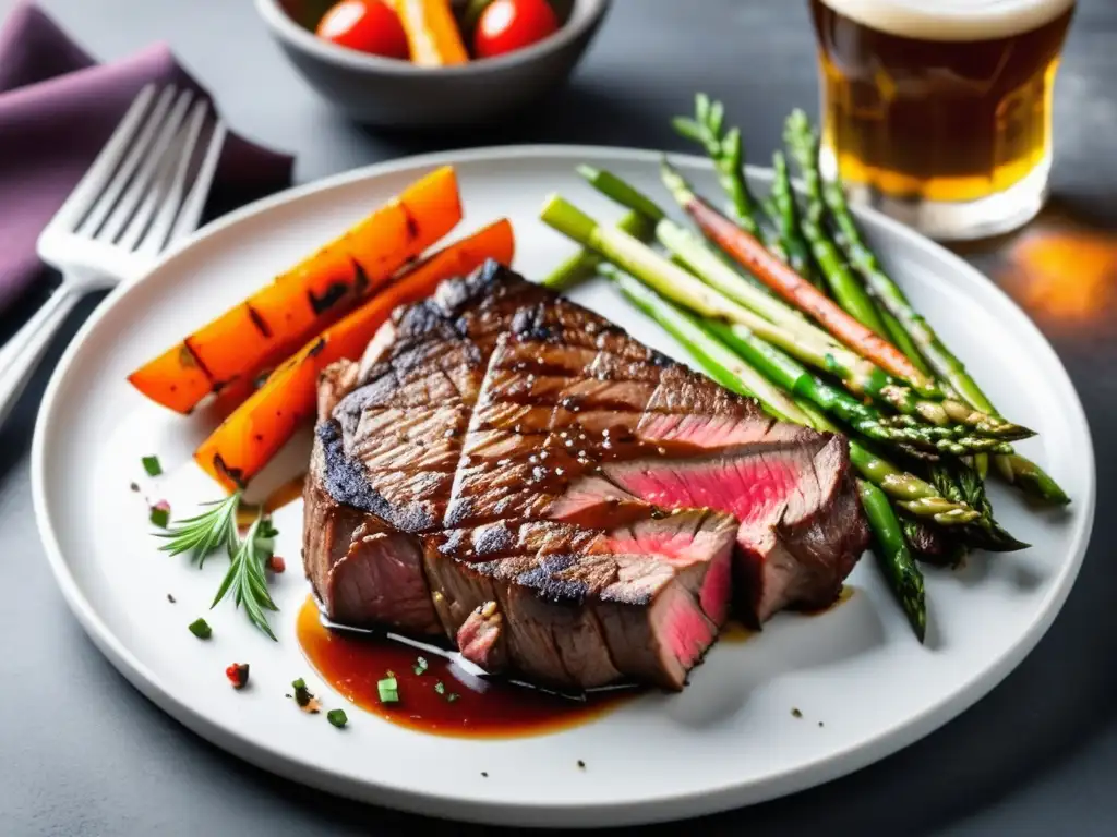 Plato de carne a la parrilla con cerveza Plato de carne a la parrilla con cerveza - libro cerveza y gastronomía