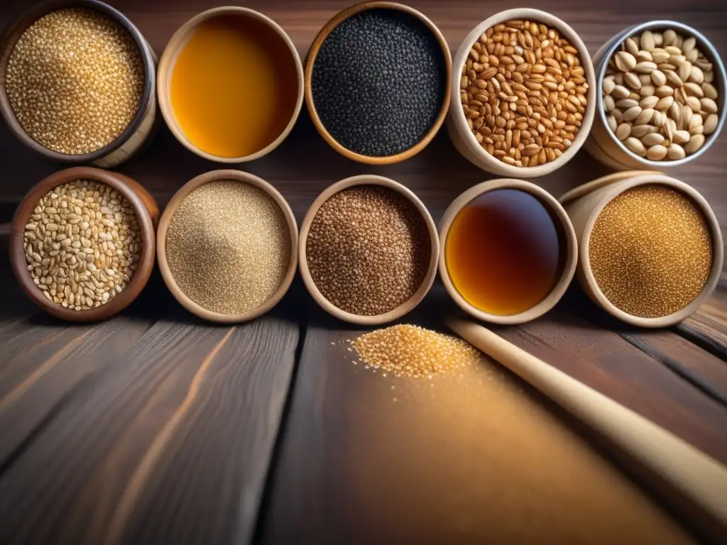 Esencia meticulosa de la selección de maltas y granos Selección meticulosa de maltas y granos con distintos colores y texturas