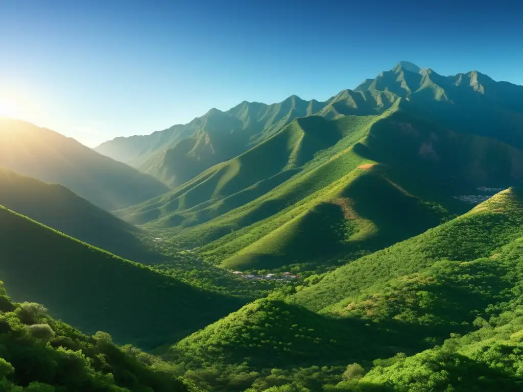 Sierra Madre: Belleza natural y serenidad Impresionante imagen 8k de la majestuosa Sierra Madre en Monterrey, México, con montañas exuberantes y un río cristalino