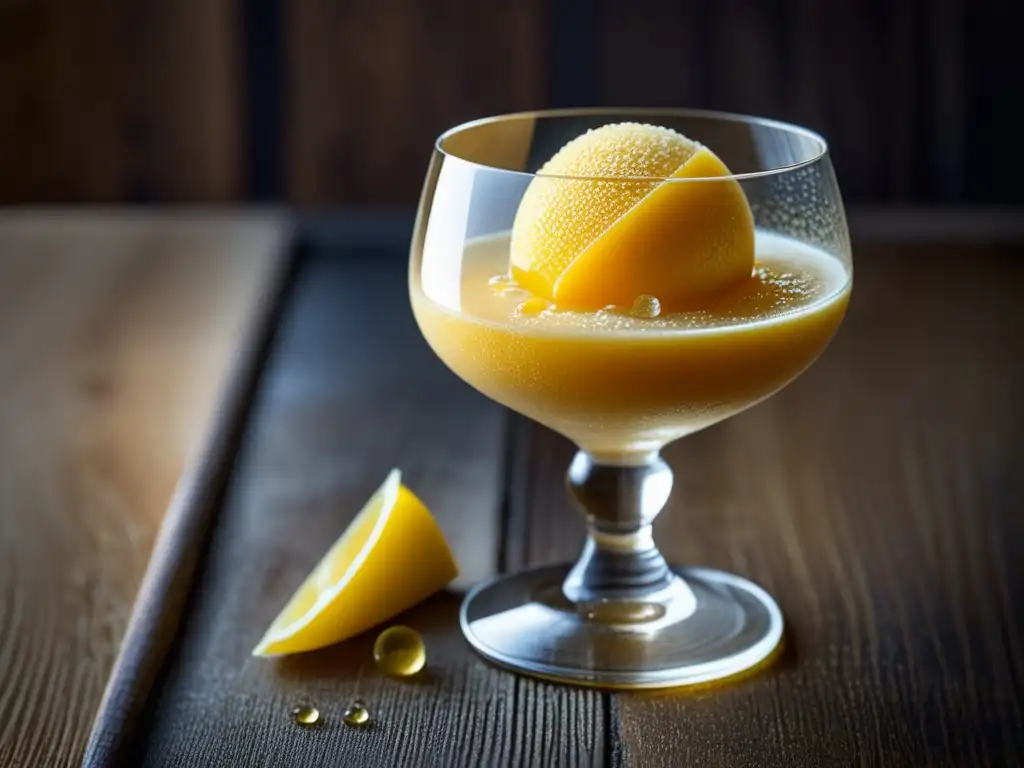 Sorbete dorado de cebada y miel Vaso con sorbete de cebada y miel, decorado con hilos de azafrán y un toque de elegancia (China Antigua)