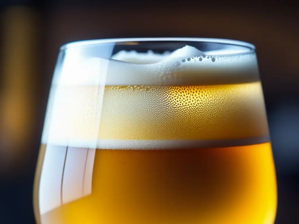 Cerveza artesanal ácida vibrante Cerveza Ácida y Experimentación: Detalles de una cerveza artesanal dorada, burbujeante y refrescante