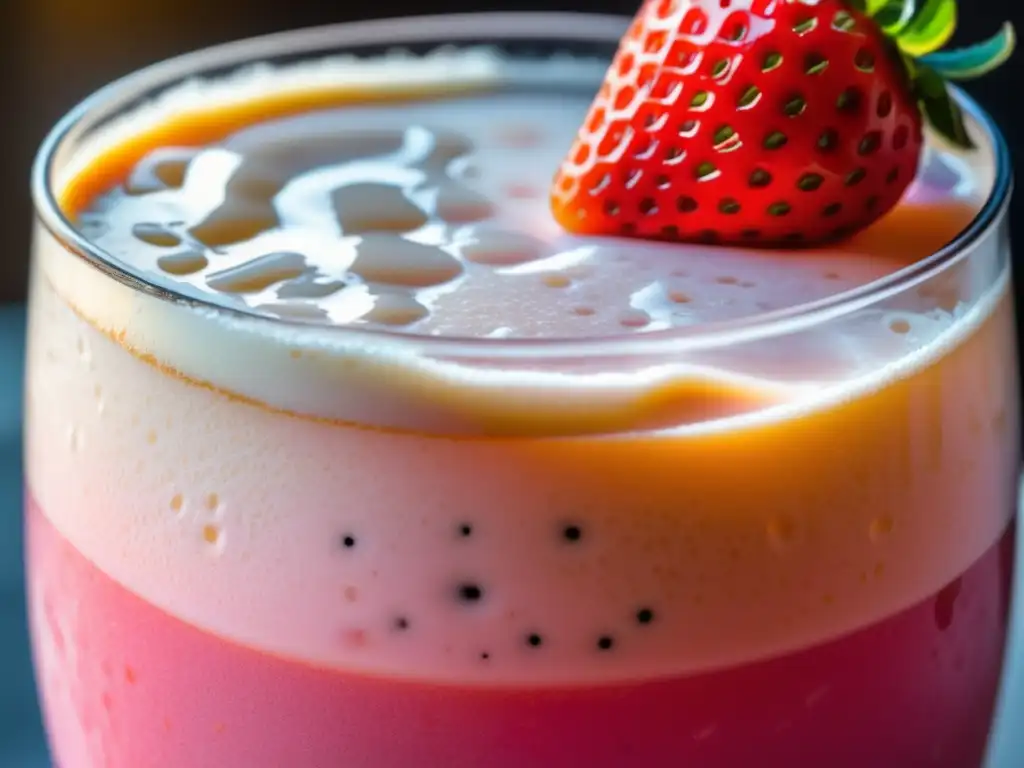 Cerveza Milkshake IPA de fresa en vaso con condensación