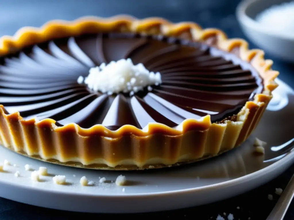 Deliciosa tarta de chocolate con caramelo salado y decoración elegante - Gose