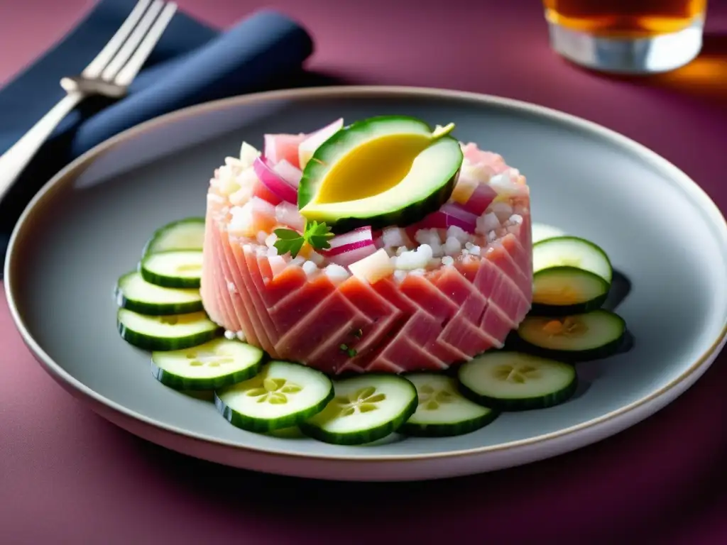 Deliciosa Tartar de Atún con Berliner Weisse Delicioso Tartar de Atún con Berliner Weisse: Tuna fresca y vibrante, aliño cítrico, texturas y detalles exquisitos