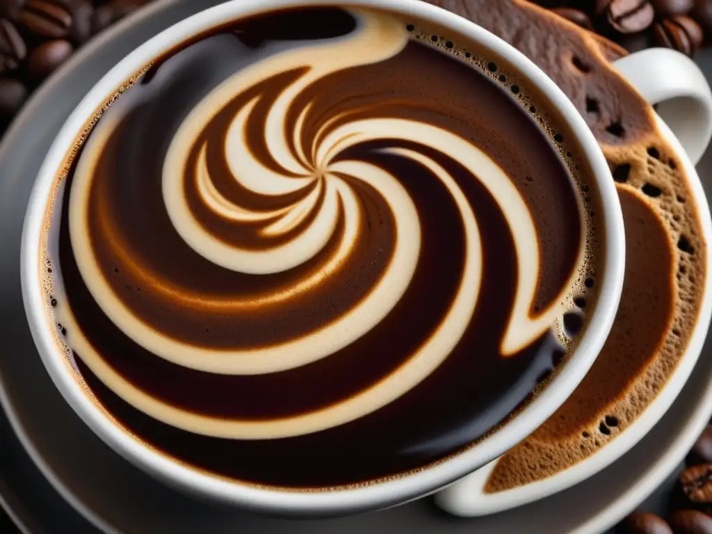 Café de cacao: una fusión irresistible Taza de café y cacao, colores y texturas contrastantes de blend, kits experimentales