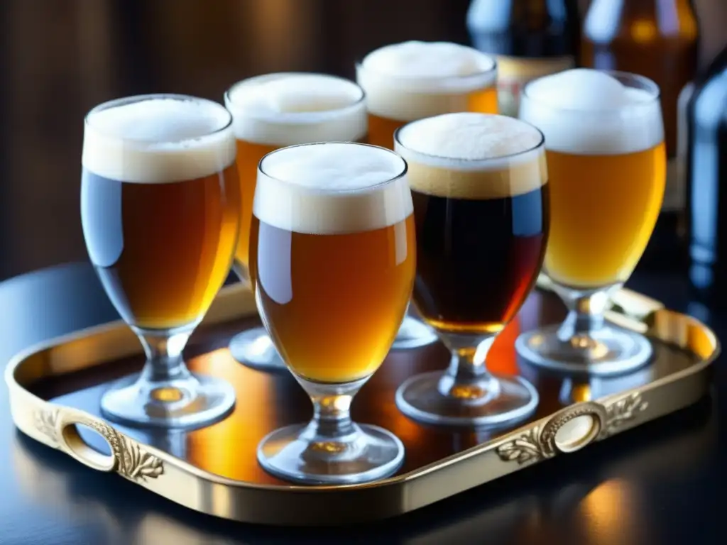Bandeja de cervezas francesas tradicionales en Ninkasi Gerland - Bares en Lyon