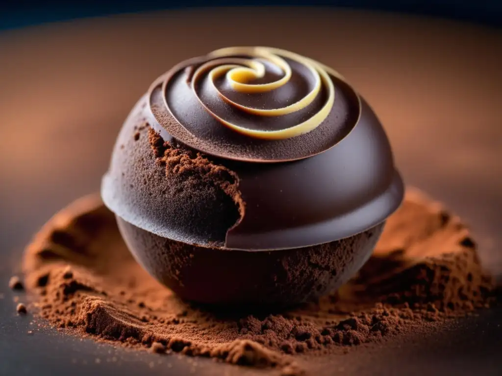 Delicado trufa de chocolate oscuro con polvo de cacao Delicioso trufa de chocolate negro sobre cacao en polvo - Stout y Chocolate