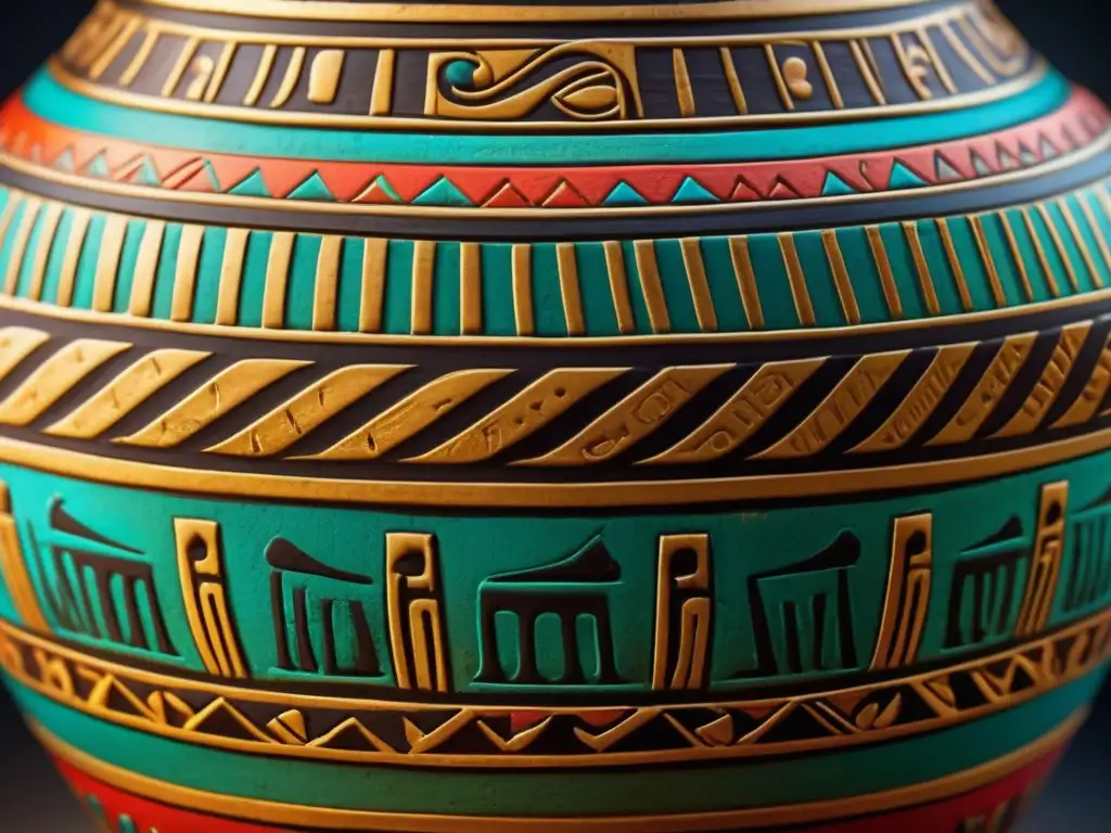 Vaso egipcio antiguo de cerveza con jeroglíficos y colores vibrantes - Noticias históricas