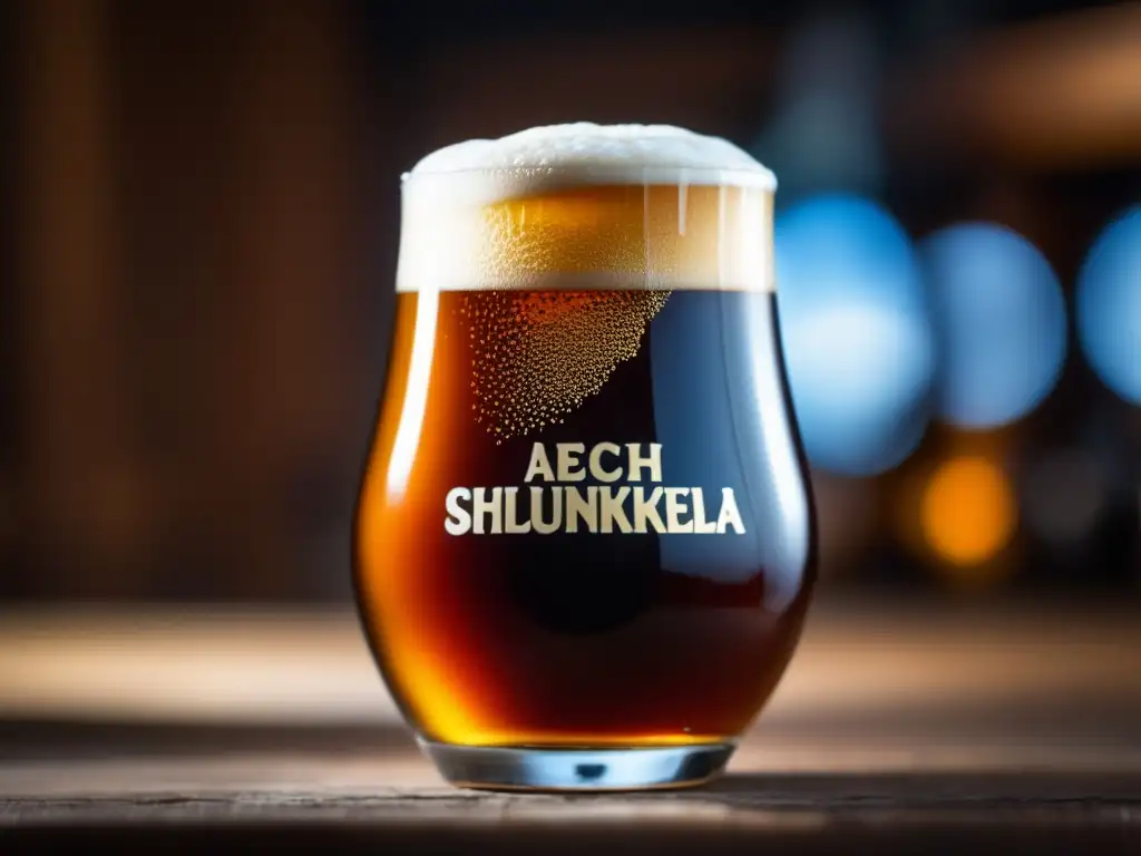Cerveza Rauchbier con burbujas y jardín alemán