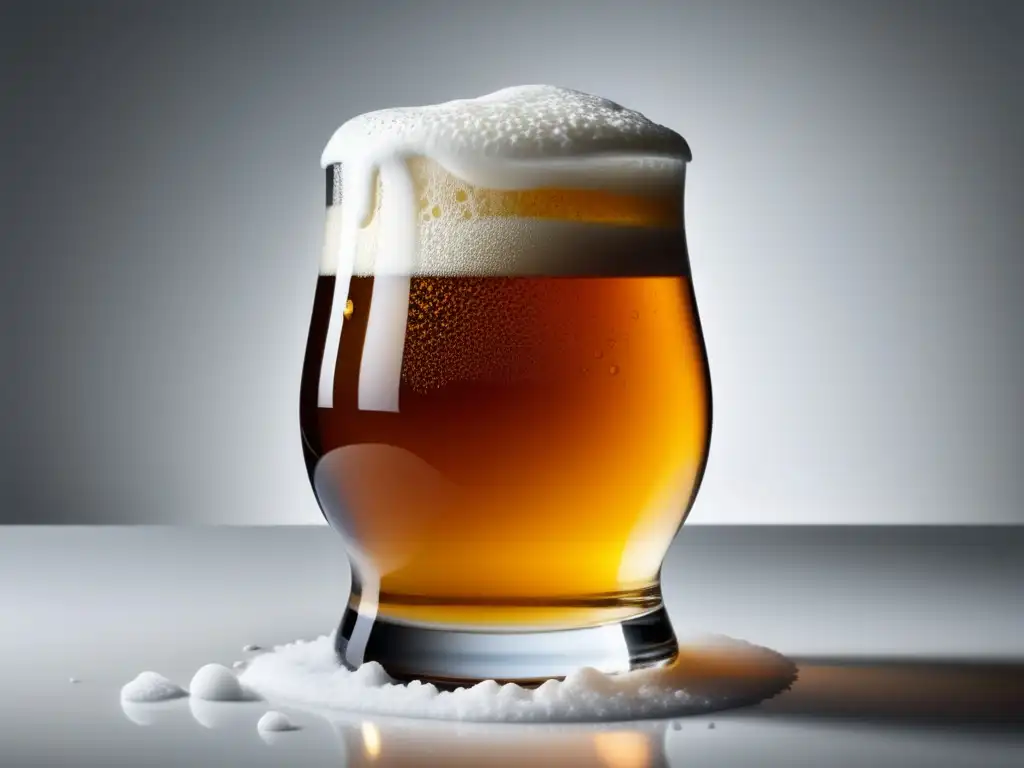 Imagen de vaso de cerveza detallado con espuma, resaltando la importancia de consejos de limpieza