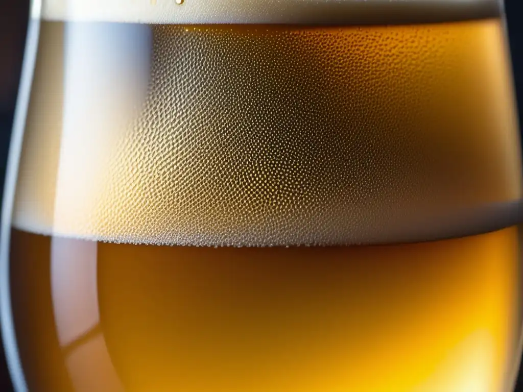 Una copa fría de cerveza Monteith's dorada, con textura y efervescencia