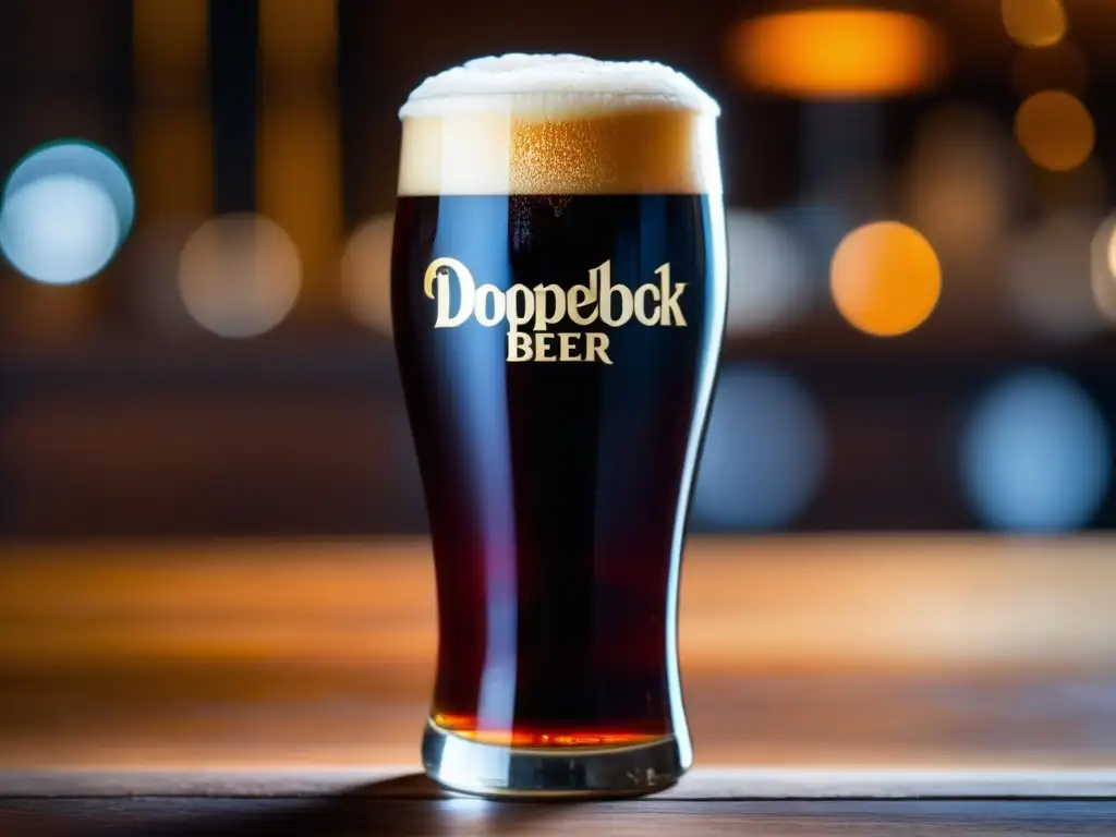 Cerveza Doppelbock: vistoso vaso con espuma cremosa y burbujas