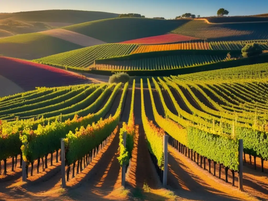 Viñedo otoñal en Portugal Hermosa imagen de una viña en Portugal durante el otoño, con colores vibrantes y detalles exquisitos