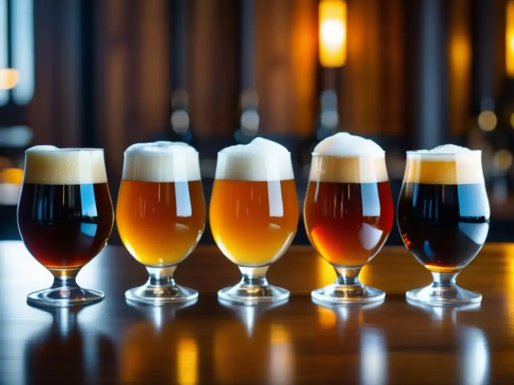 Degustación de cerveza artesanal Degustación de cerveza artesanal en mesa de madera con detalles ultradetallados - Viajes a Croacia