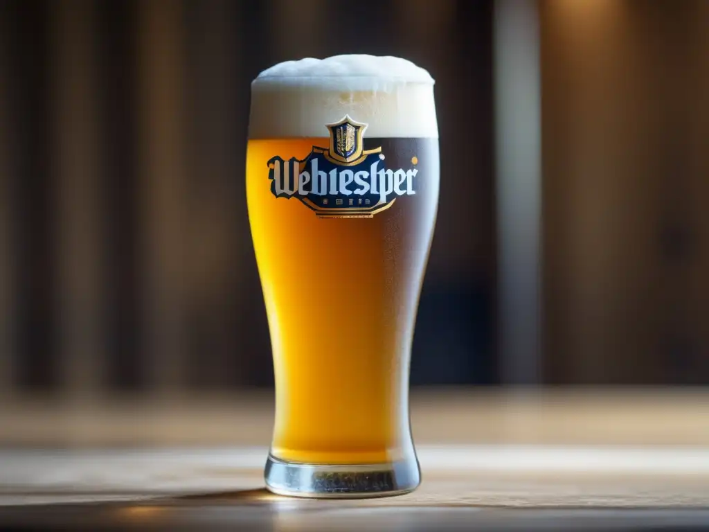 Cerveza de trigo dorada con detalles ultradetallados Cerveza Hefeweizen dorada en vaso Weizen con detalles ultradetallados